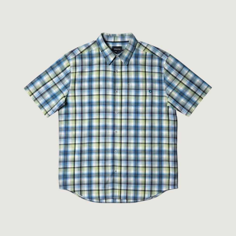 Marmot Mens XL Short Sleeve Plaid Button Down Hiking Shirt Blue Green SCC-363